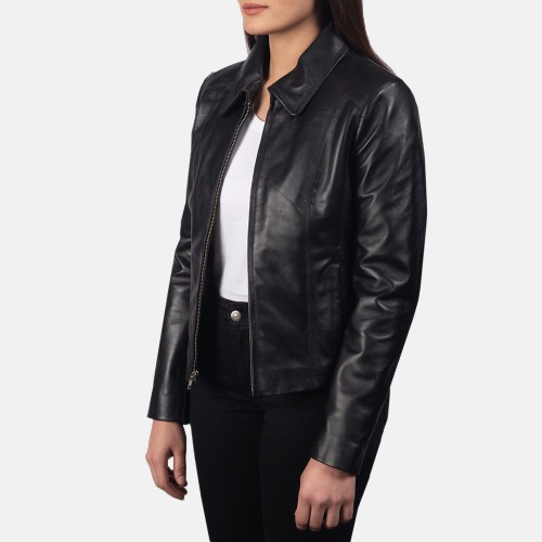 COLETTE BLACK LEATHER JACKET - Image 5