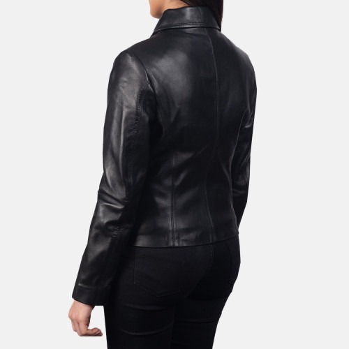 COLETTE BLACK LEATHER JACKET - Image 4