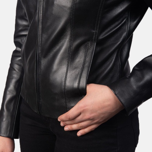 COLETTE BLACK LEATHER JACKET - Image 7