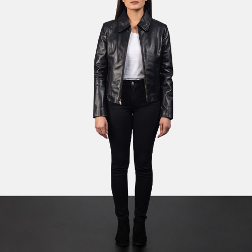 COLETTE BLACK LEATHER JACKET - Image 3