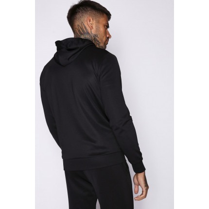COLOUR POP TRIMS HOODED POLY TRACK TOP - BLACK/HOT RED - Image 3
