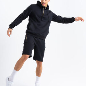 Gold Zip Short Tracksuit in Black
