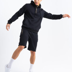 Gold Zip Short Tracksuit in Black
