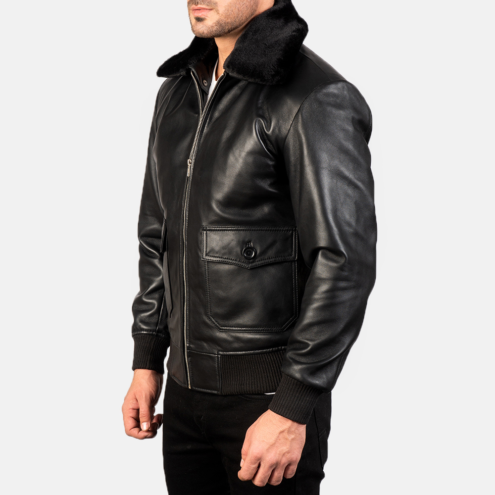 Airin G-1 Black Leather Bomber Jacket - Image 3