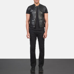 Atlas Moto Black Leather Vest