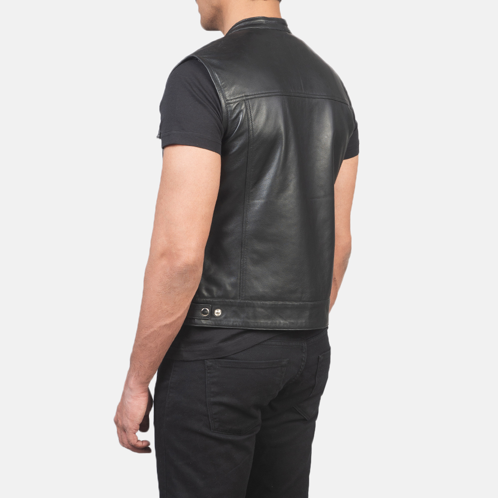 Atlas Moto Black Leather Vest - Image 2