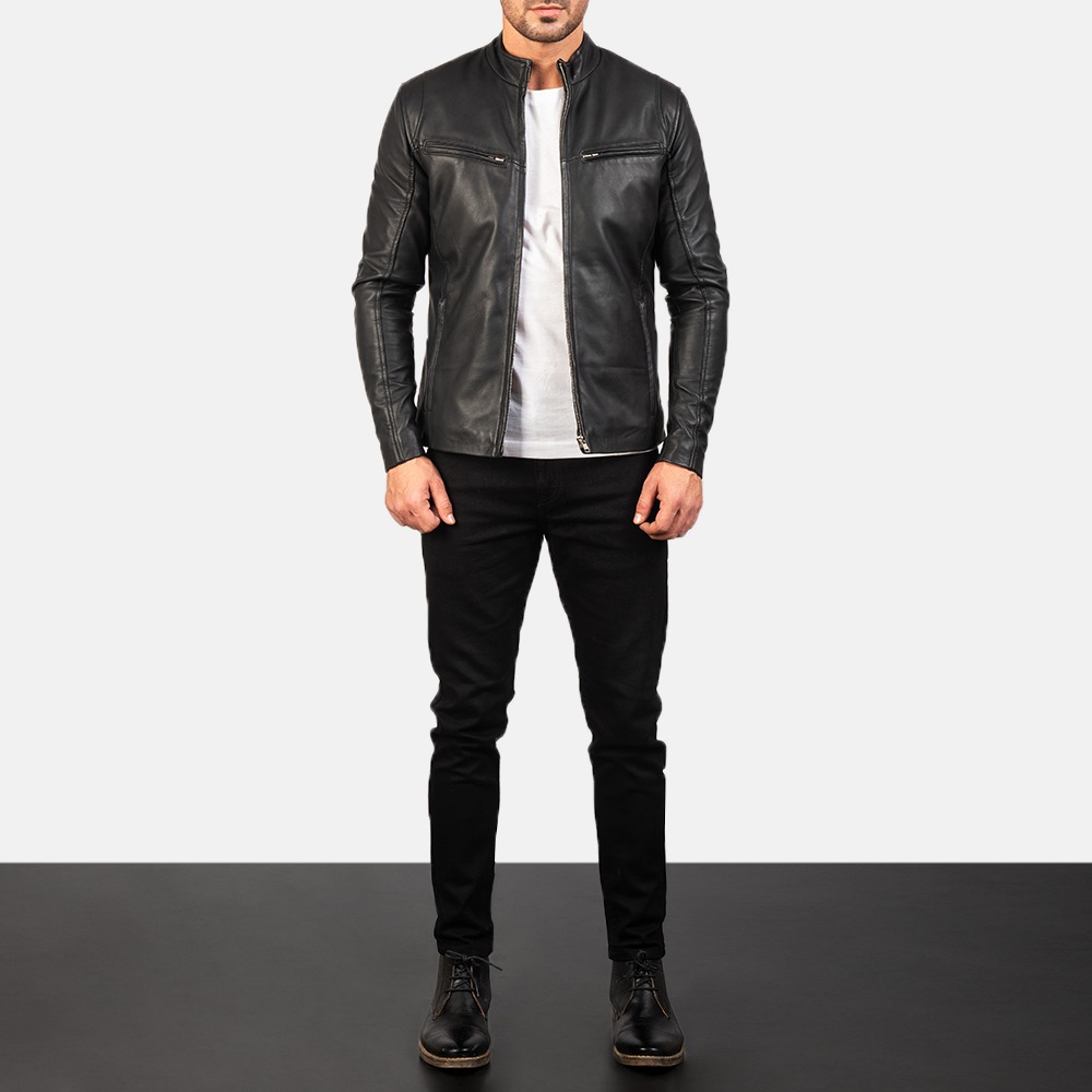 Ionic Black Leather Jacket - Image 2