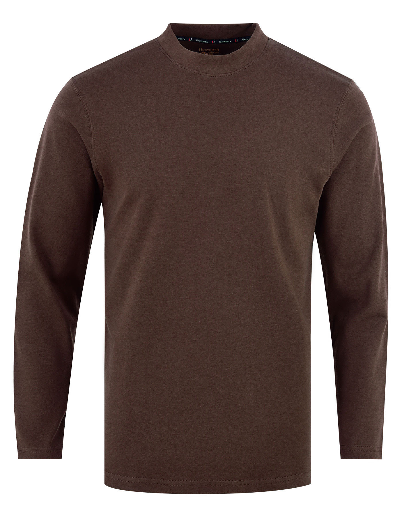 Plain Chocolate Brown Mock Neck Full Sleeve