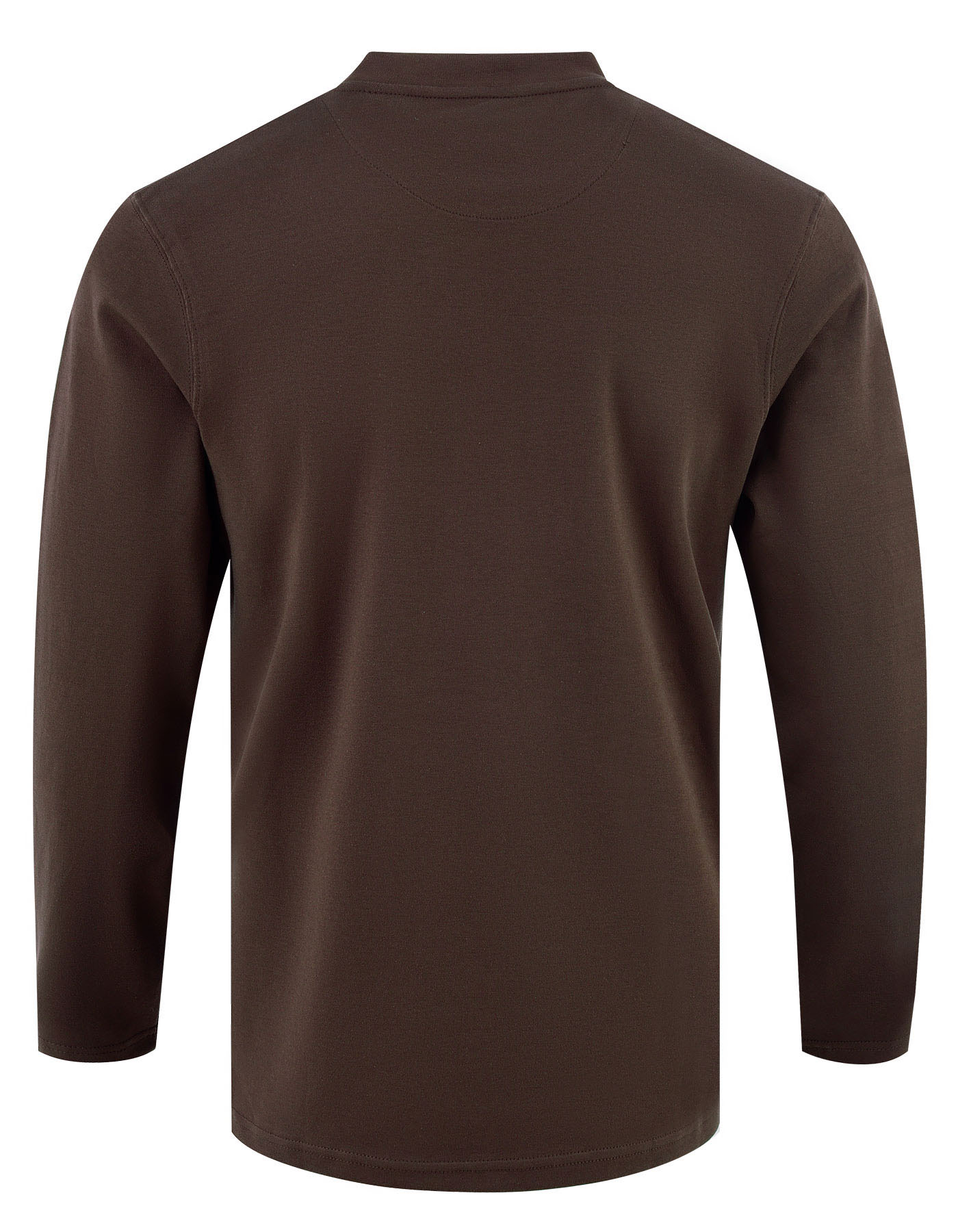 Plain Chocolate Brown Mock Neck Full Sleeve - Image 2