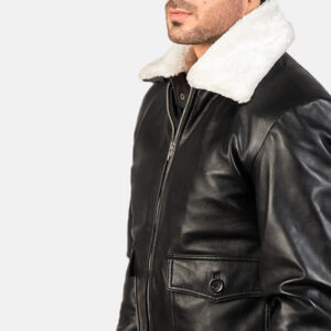 Airin G-1 Black Leather Bomber Jacket