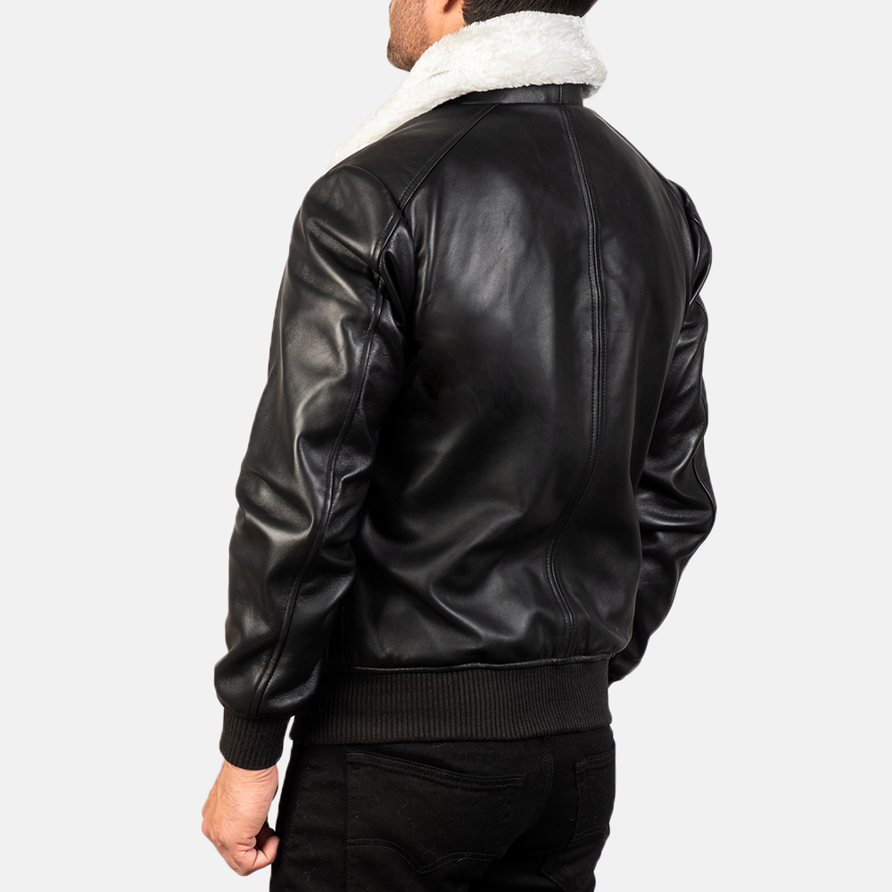 Airin G-1 Black & White Leather Bomber Jacket - Image 4