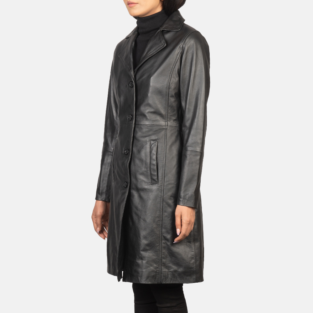 Hooded Leather Bomber Jacket - Image 6