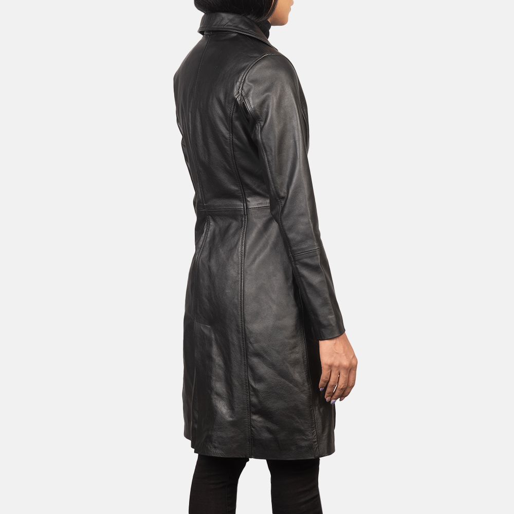 Hooded Leather Bomber Jacket - Image 4