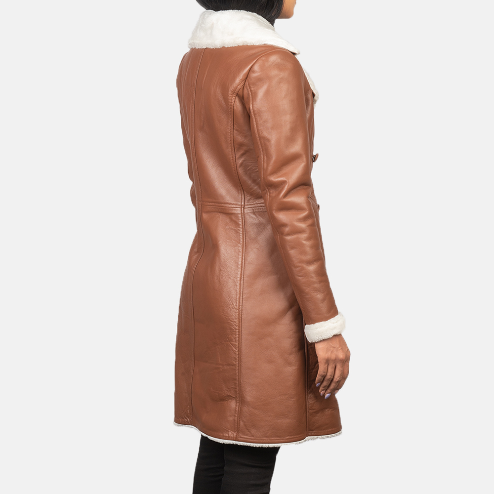 Amie Brown Double Breasted Shearling Coat - Image 6