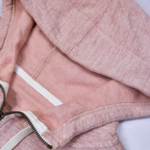 Next Terry Fleece Zipper Short Body Hoodie For Ladies-Pink Melange With Black