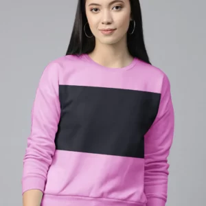 Next Fleece Crew Neck Long Sleeve Sweatshirt For Ladies-Light Purple & Navy
