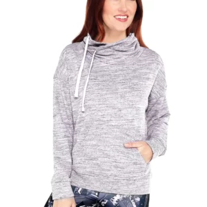 NYC Polo Terry Fleece Cowl Neck Hoodie For Ladies-Purple Melange