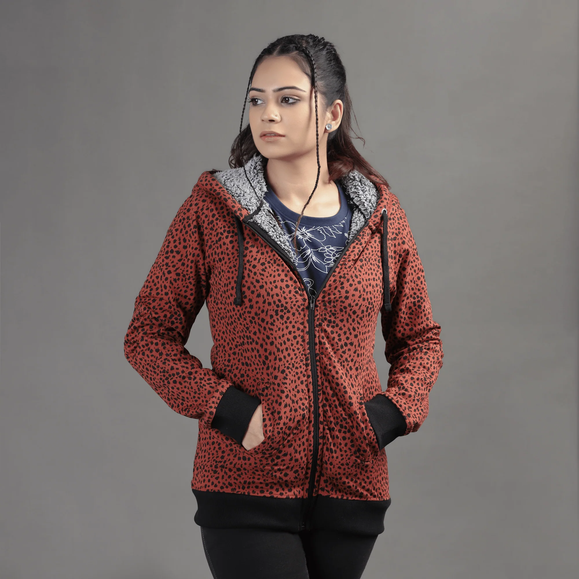 WOMEN'S AOP FUR HOODIE