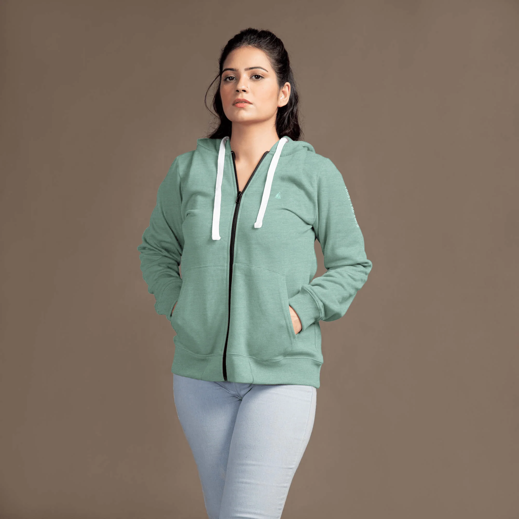 WOMEN'S FLEECE AQUA GREEN HOODIE